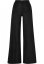 Ladies High Linen Mixed Wide Leg Pants - black