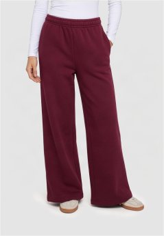 Ladies Fluffy Wideleg Trackpants - burgundy