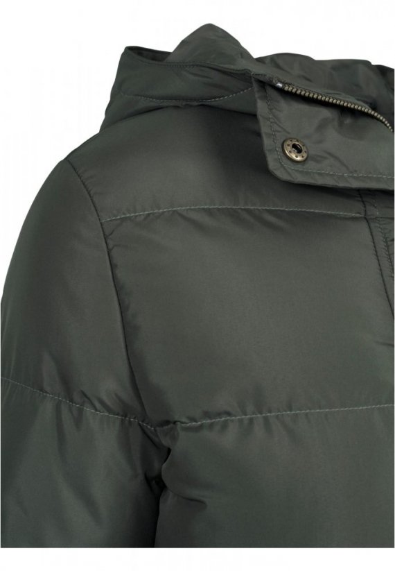 Tmavo olivová dámska zimná bunda Urban Classics Ladies Hooded Puffer Jacket - Veľkosť: XS