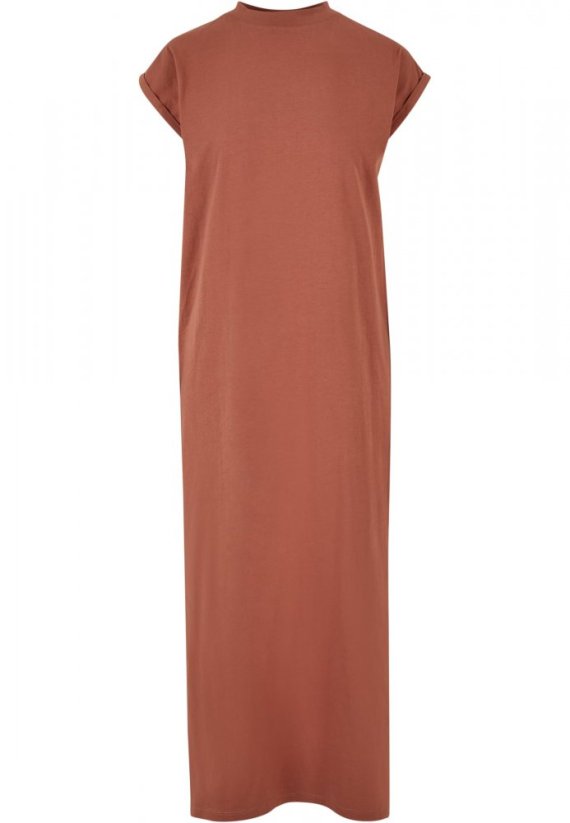 Ladies Long Extended Shoulder Dress - terracotta