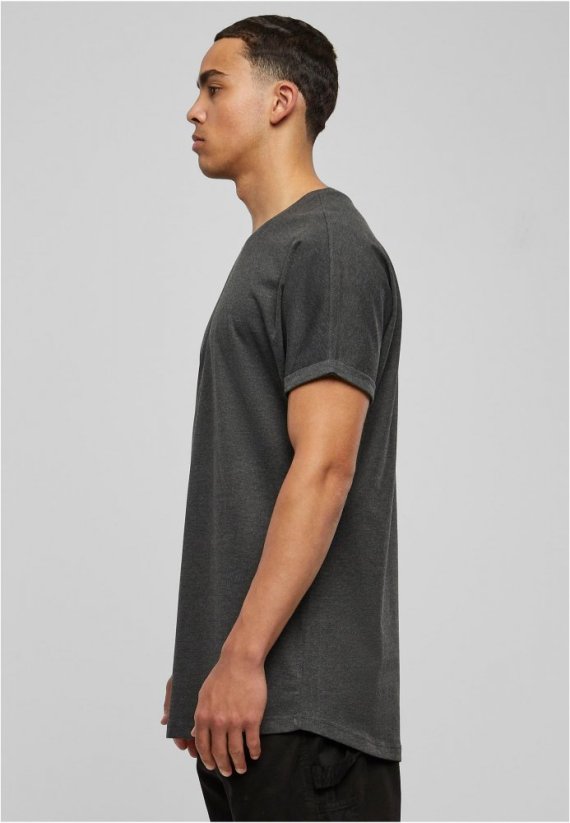 Long Shaped Turnup Tee - charcoal
