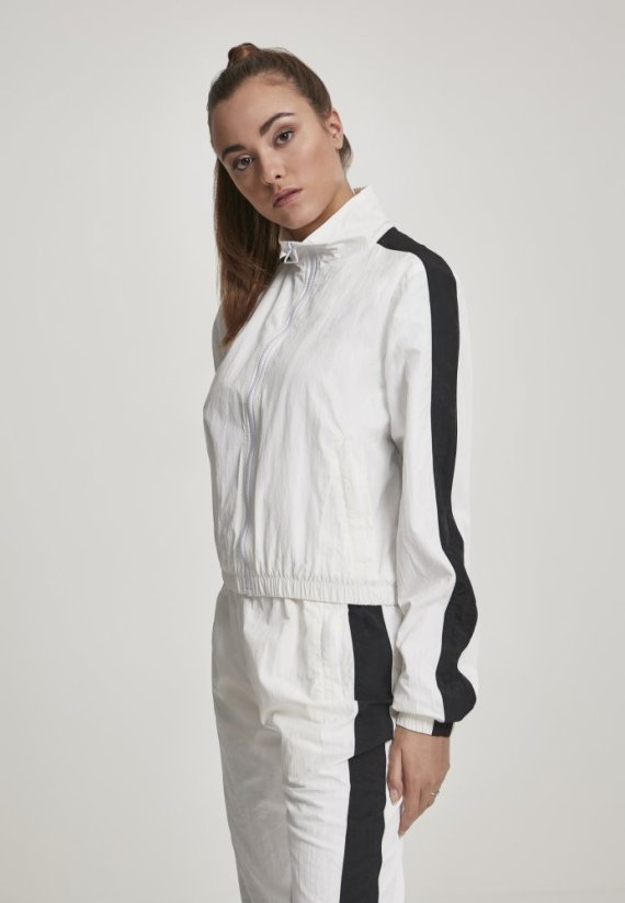Bunda Urban Classics Ladies Short Striped Crinkle Track Jacket - white/black