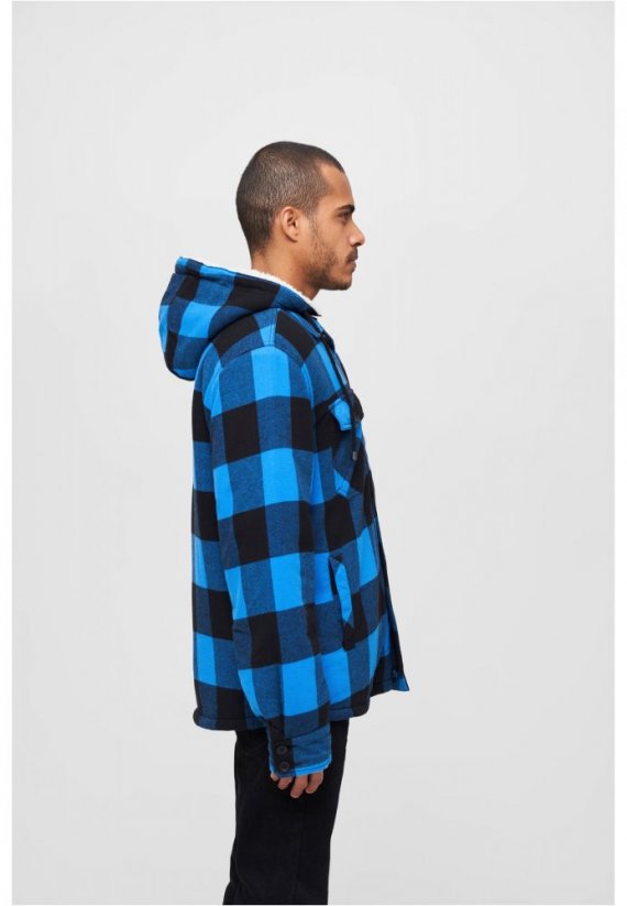 Čierno/modrá pánska bunda Brandit Lumberjacket Hooded