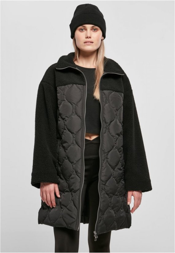 Dámsky sherpa kabát Urban Classics Oversized Quilted - čierny