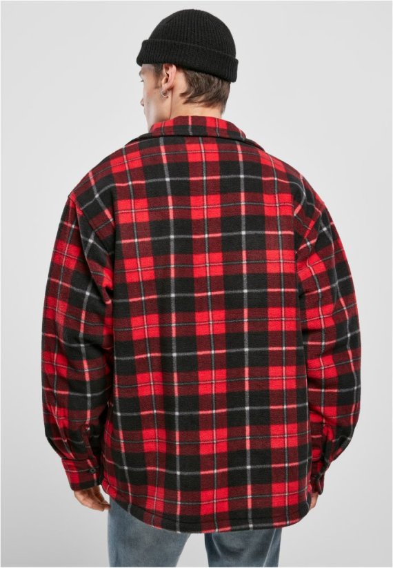 Pánská jarní bunda Urban Classics Plaid Teddy Lined - červená,černá