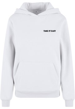Take It Easy Flowers Ladies Fluffy Hoody white 3XL