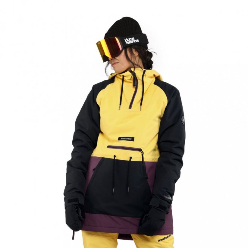 Damska zimowa kurtka snowboardowa Horsefeathers Derin II - żółta/czarna/fioletowa