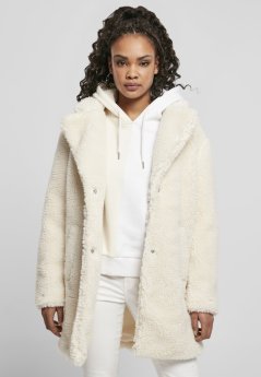 Dámsky kabát Urban Classics Ladies Oversized Sherpa Coat - biely