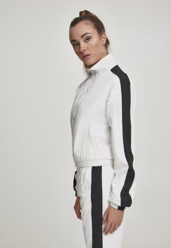 Bunda Urban Classics Ladies Short Striped Crinkle Track Jacket - white/black