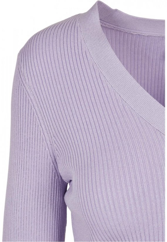 Ladies Short Rib Knit Cardigan - lilac