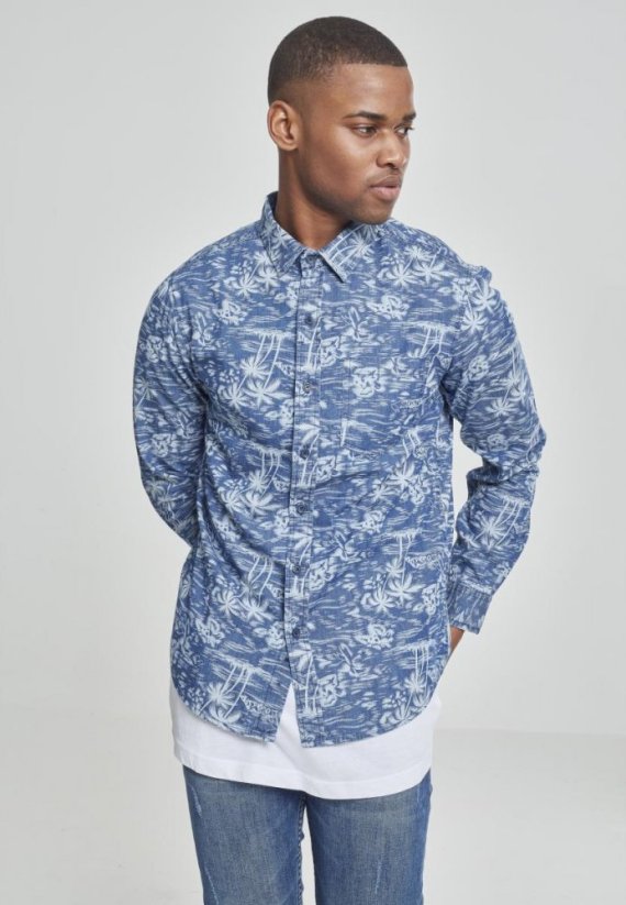 Printed Palm Denim Shirt