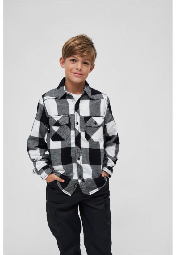 Košeľa detská Brandit Checkshirt Kids - white/black
