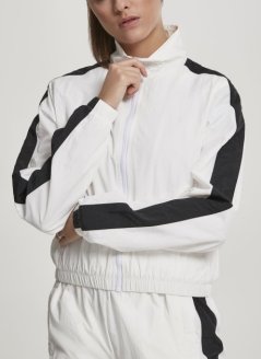 Bunda Urban Classics Ladies Short Striped Crinkle Track Jacket - white/black