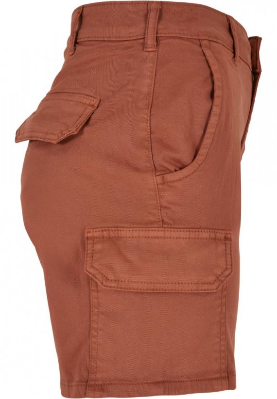 Ladies High Waist Cargo Shorts - terracotta