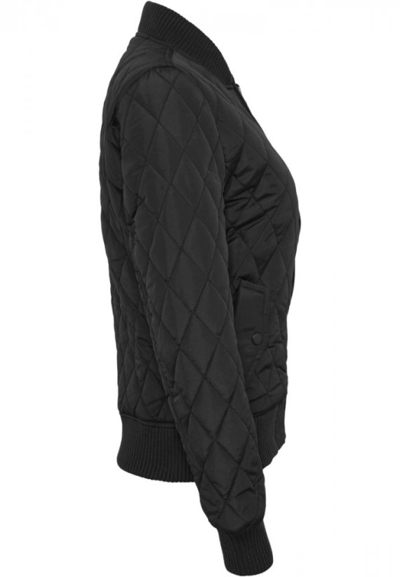 Dámská prošívaná bomber bunda Urban Classics Diamond Quilt Nylon - černá