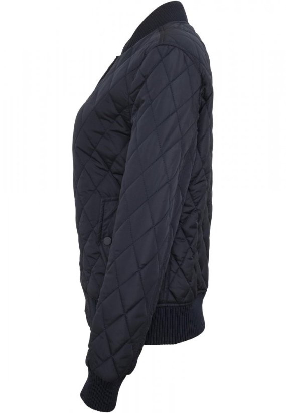 Dámská prošívaná bomber bunda Urban Classics Diamond Quilt Nylon-modrá