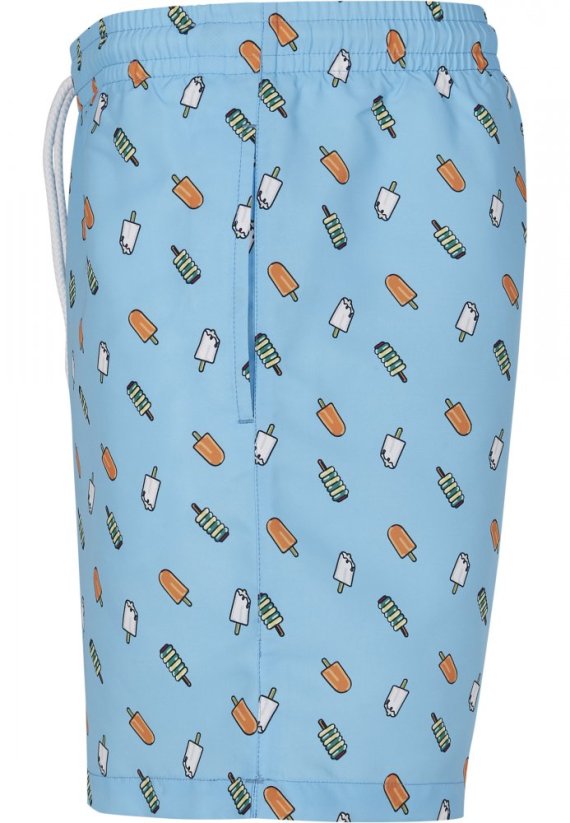 Pánske kúpacie šortky Urban Classics Pattern Swim Shorts - lightblue/ice