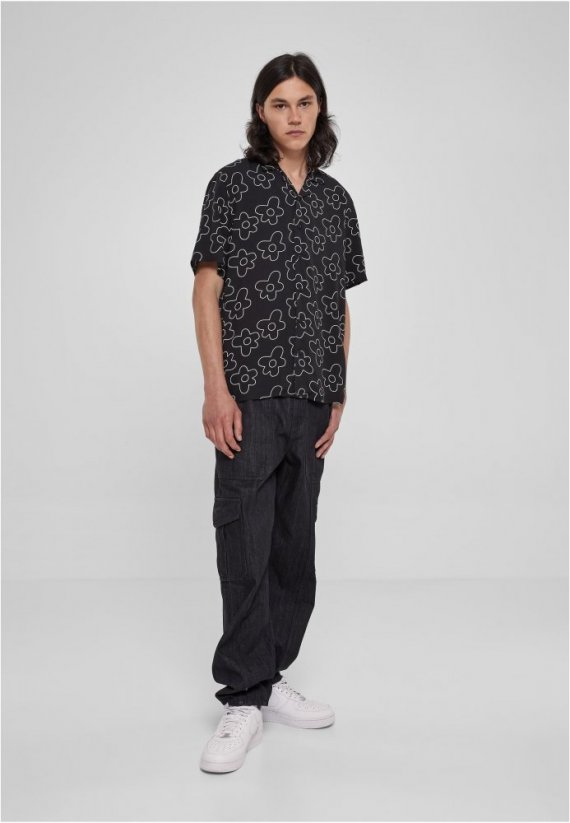 Pánská košile Urban Classics Viscose AOP Resort Shirt - černá