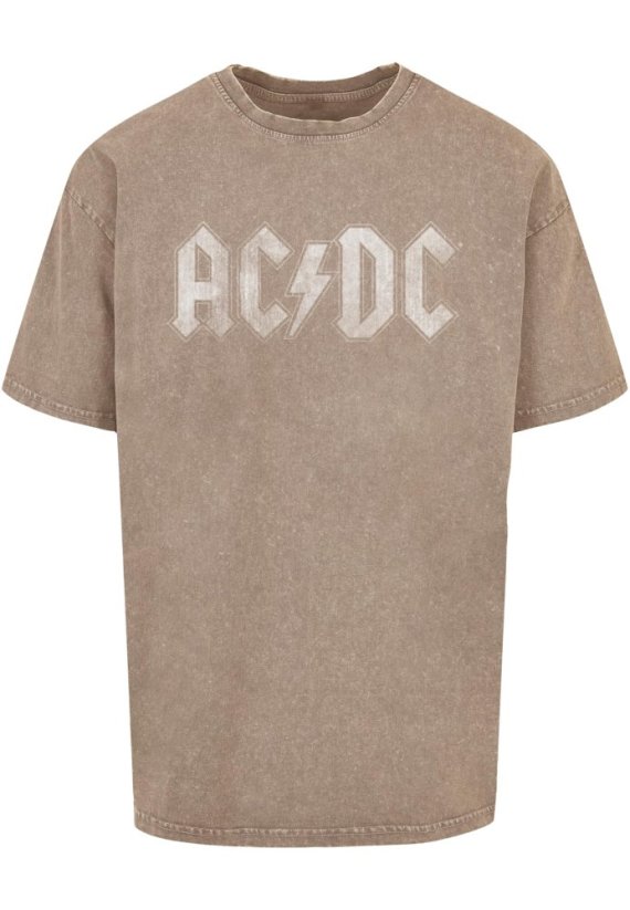 ACDC - Logo Acid Washed Oversize Tee - darkkhaki - Rozmiar: M
