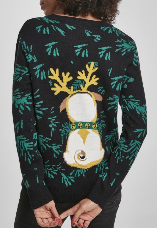 Dámsky sveter Urban Classics Ladies Pug Christmas sweater black