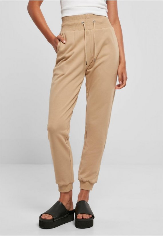 Damskie spodnie dresowe  Urban Classics Organic High Waist Sweat Pant - beż