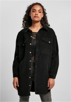 Ladies Long Corduroy Overshirt - black