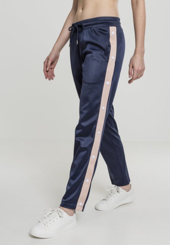 Damskie spodnie dresowe Urban Classics Button Up Track - niebieskie