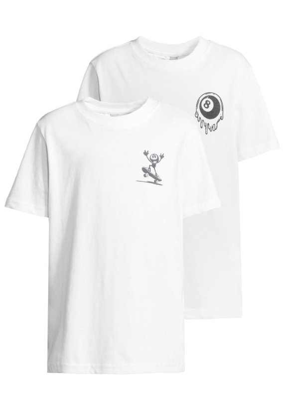 T-Shirt 2 Pack - kurzarm - Melting 8 Ball & Skater white+white 158/164