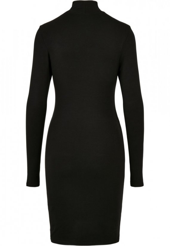 Ladies Stretch Jersey Cut-Out Turtleneck Dress - black