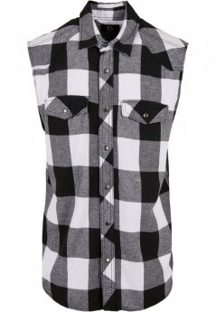 Pánska košeľa bez rukávov Brandit Checkshirt Sleeveless - biela,čierna
