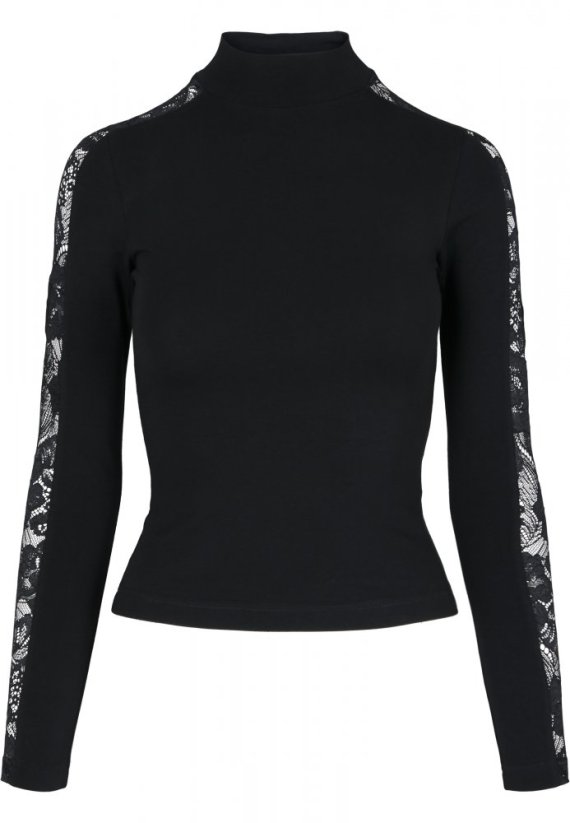 Dámské tričko Urban Classics Ladies Lace Striped LS black