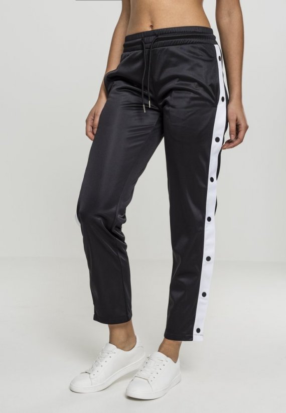 Dámske silónové tepláky Urban Classics Ladies Button Up Track Pants - čierne
