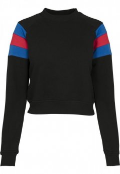 Damska bluza Urban Classics Ladies Sleeve Stripe Crew - black/brightblue/firered