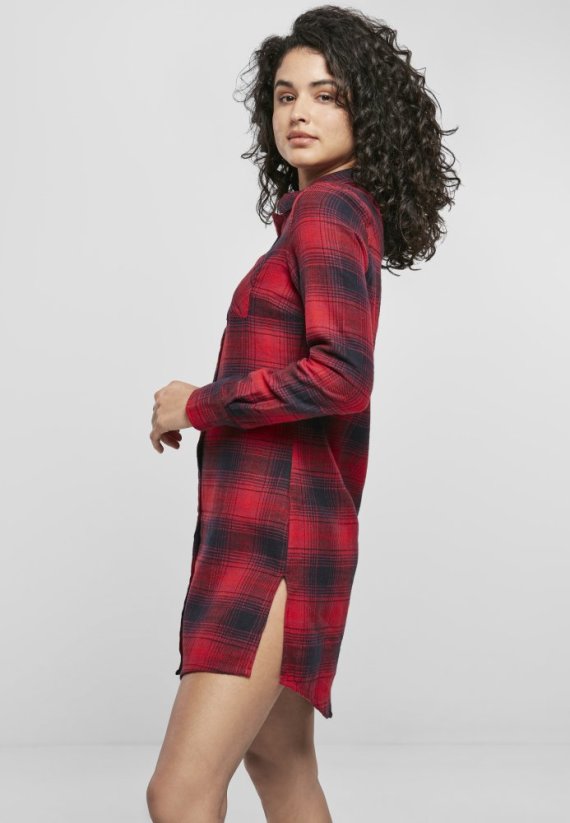 Dámská košile Urban Classics Check Shirt Dress - tmavě modrá/červená