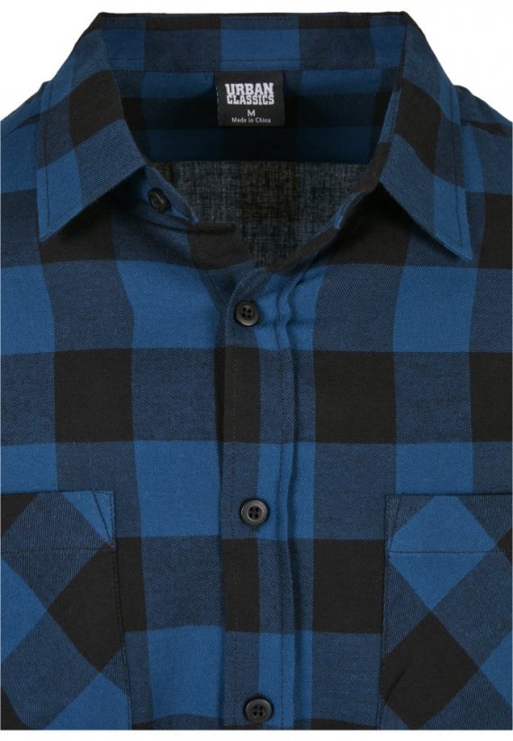 Čierno/modrá pánska košeľa Urban Classics Checked Flanell Shirt