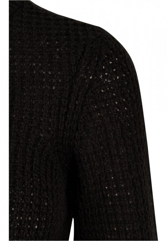 Ladies Short Waffle Sweater - black