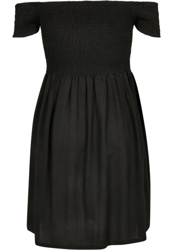 Ladies Smoked Off Shoulder Dress - black