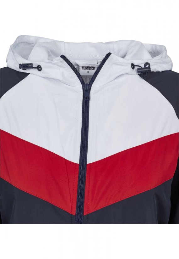 Ladies 3-Tone Windbreaker - navy/white/fire red