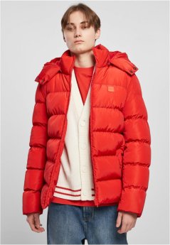 Męska pikowana kurtka zimowa Urban Classics Hooded Puffer - czerwona