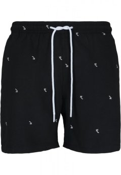 Embroidery Swim Shorts - black/palmtree
