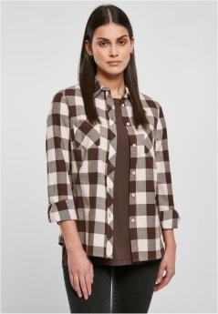 Ladies Turnup Checked Flanell Shirt - pink/brown