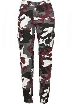Nohavice Urban Classics Ladies High Waist Camo Cargo Pants - wine camo