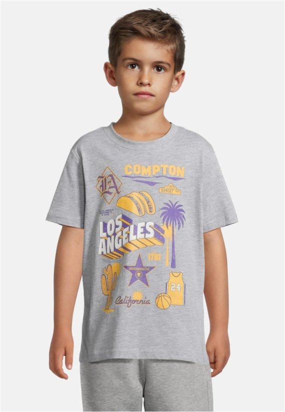 T-Shirt 2 Pack - kurzarm - Los Angeles Compton white+heathergrey 146/152