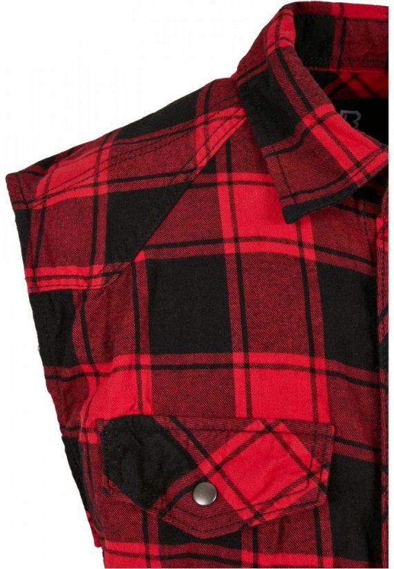 Pánská košile bez rukávu Brandit Checkshirt Sleeveless - červená,černá