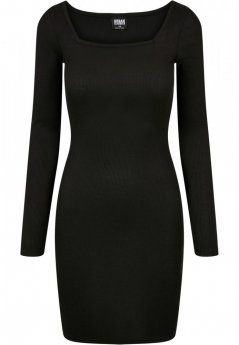 Dámske šaty Urban Classics Ladies Rib Squared Neckline Dress black
