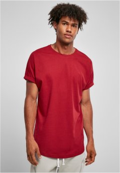 Long Shaped Turnup Tee - brickred