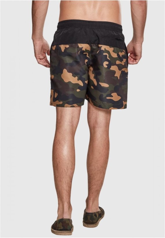 Pánské koupací kraťasy Urban Classics Block Swim Shorts - blk/woodcamo