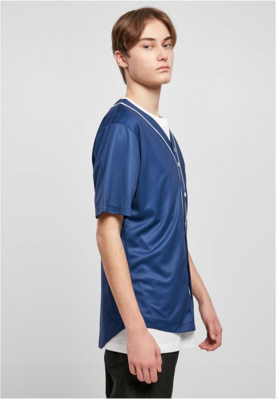 Modré pánské tričko Urban Classics Baseball Mesh Jersey