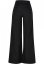 Ladies High Linen Mixed Wide Leg Pants - black