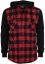 Košeľa Urban Classics Hooded Checked Flanell Sweat Sleeve Shirt - blk/red/bl